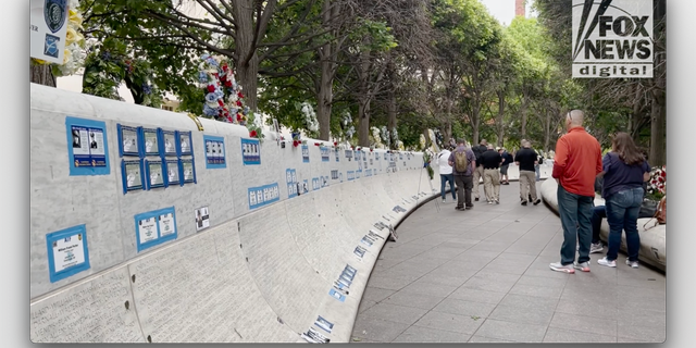 Memorials for fallen officers at the National Law Enforcement Officers Memorial in Washington, DC. (Fox News Digital/Jon Michael Raasch)