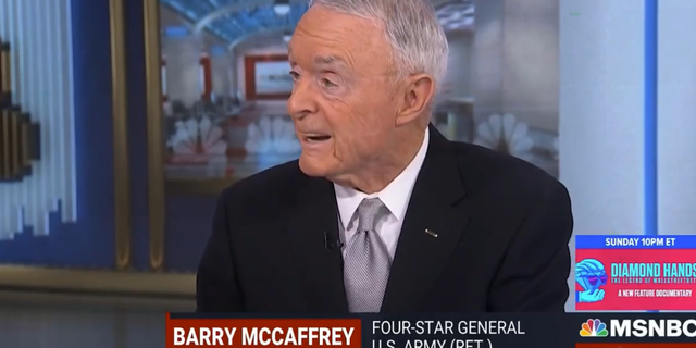 MSNBC's Brian R. McCaffrey, a retired four star general, shared video of a Russian plane being shot down by Ukraine on Monday but deleted the tweet after being informed it occurred in an animated video game.