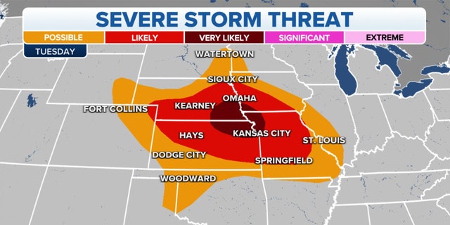 Severe storm threat map