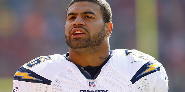 Shawne Merriman of the San Diego Chargers during a game against the Kansas City Chiefs at Arrowhead Stadium Dec. 2, 2007, in Kansas City, Mo.