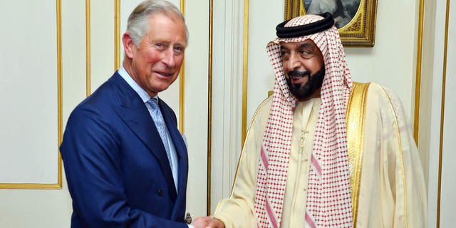 Prince Charles and Sheikh Khalifa bin Zayed Al Nahyan meet in London on May 1, 2013.