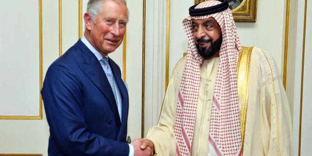 Prince Charles and Sheikh Khalifa bin Zayed Al Nahyan meet in London on May 1, 2013.