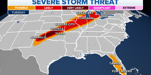 The Great Lakes, Texas and Florida will see the risk of heavy rain and thunderstorms
