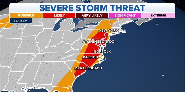 Severe storm threat on the East Coast