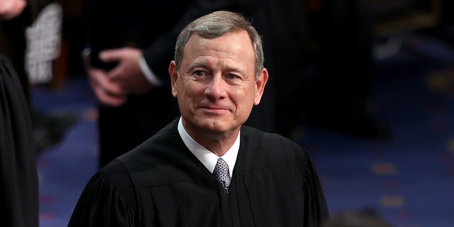 Supreme Court Chief Justice John Roberts is seen prior to President Biden giving his State of the Union address during a joint session of Congress at the U.S. Capitol on March 1, 2022 in Washington. (Photo by Julia Nikhinson-Pool/Getty Images)
