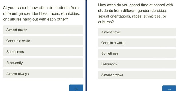 Preview of survey questions in California's Unified Poway School District.