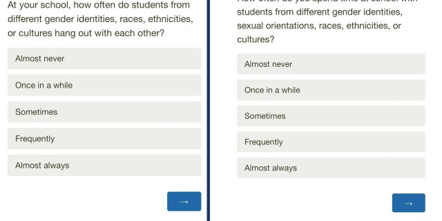 Preview of survey questions in California's Unified Poway School District.