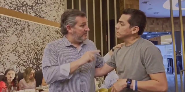 Benjamin Hernandez, an activist with Indivisible Houston, confronted Sen. Ted Cruz, R-Texas, at a restaurant after Cruz spoke at the NRA Convention.