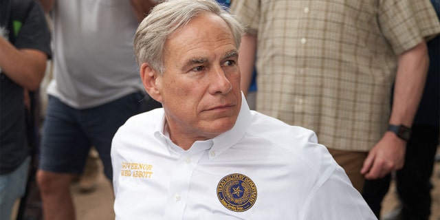 Texas Gov. Greg Abbott tours the U.S.-Mexico border at the Rio Grande River in Eagle Pass, Texas, on May 23, 2022. 