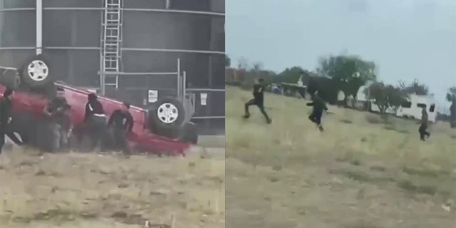 Eleven migrants and a smuggler fled a rollover crash in Texas' Rio Grande Valley after a pursuit from Texas law enforcement officials.