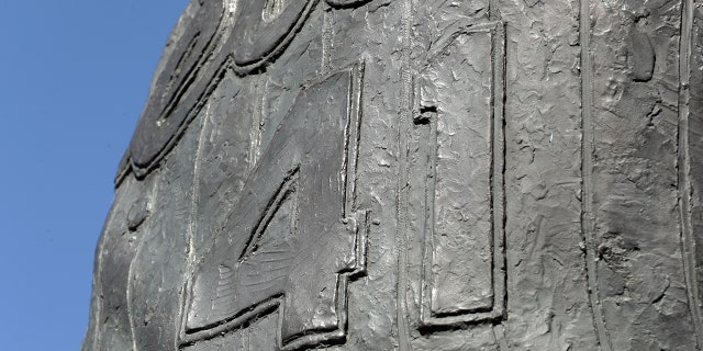 Detail shot of the Tom Seaver statue after it was unveiled prior to the dedication at Citi Field on Friday, April 15, 2022, in Flushing, New York.
