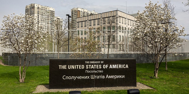 The U.S. Embassy in Kyiv, Ukraine, on April 25.