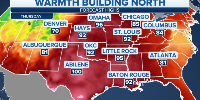 Warm weather building northward