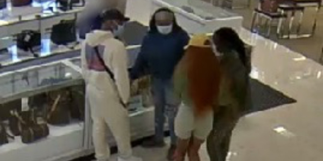 Police in Alabama are looking for four suspects who they allege stole $12,000 worth of handbags from Belk.