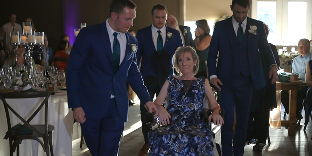 Zak Poirier shared the video that Daniel Cánepa of Valiant Weddings made after capturing the big day, which shows him and his brothers, Nick and Jake, escorting their mother, Kathy, to the dance floor.