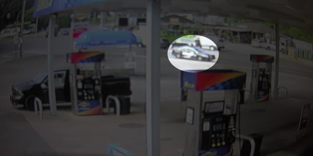 Surveillance image showing Vicky White and Casey White shortly after leaving the jail around 9:49 a.m. on April 29 at the intersection of Cox Creek and Huntsville Road.