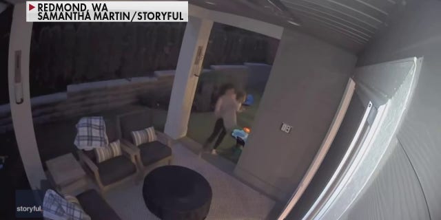 Samantha Martin of Redmond, Washington, followed two-year-old Juniper outside Thursday after her daughter managed to sneak out the patio door