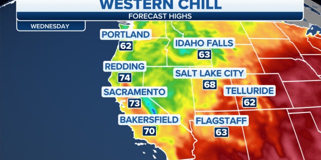 Western forecast high temperatures