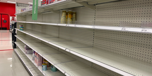 Upper St Clair, PA Target showing empty formula shelves  Photo taken by Jordan Early 