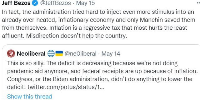 Jeff Bezos credits Sen. Manchin for stopping 'Build Back Better'.
