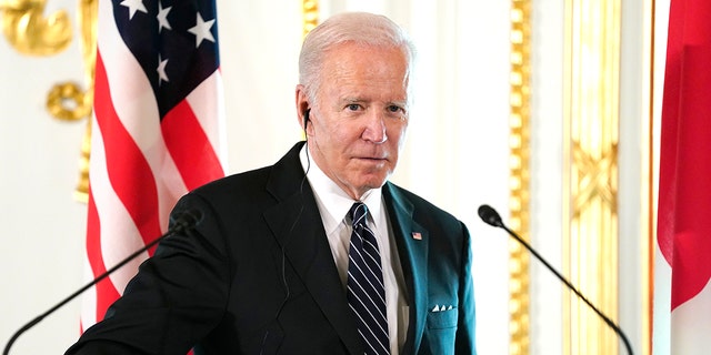 President Joe Biden, left, speaks during a news conference with Japanese Prime Minister Fumio Kishida at Akasaka Palace, Monday, May 23, 2022, in Tokyo. 