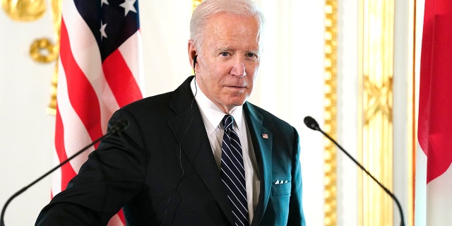 President Joe Biden, left, speaks during a news conference with Japanese Prime Minister Fumio Kishida at Akasaka Palace, Monday, May 23, 2022, in Tokyo. (AP Photo/Evan Vucci)