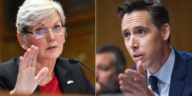 Energy Sec. Jennifer Granholm (L), Sen. Josh Hawley, R-Mo. (R)