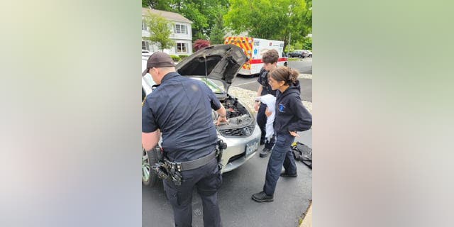 Officers from the Town of Ramapo Police Department were dispatched to Lackawanna Trail on Thursday, May 26, 2022, to rescue a kitten that had gotten trapped in a car's engine block.
