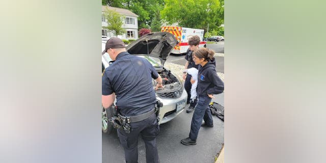 Officers from the City of Ramapo Police Department were dispatched to Lackawanna Trail on Thursday, May 26, 2022 to rescue a kitten that had become trapped in a car's engine block.