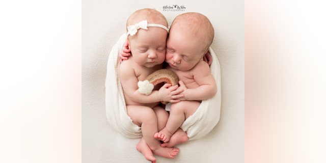 Landrie and Rollyn Vos, now 9 months old, are seen in a newborn photo taken in 2021 by photographer Talea Gaw.