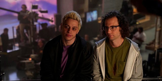 Cast members Pete Davidson and Kyle Mooney on the set of 