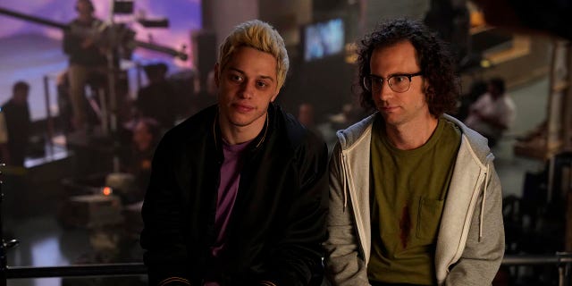 Cast members Pete Davidson and Kyle Mooney on the set of 