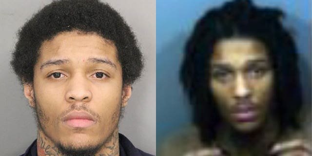 Jarrell David Harris seen in 2018 booking photo on left and 2019 booking photo on right. He was wanted in murder of Sedrick Miller.