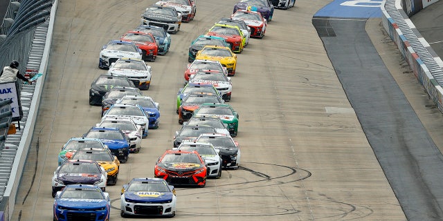 Elliott was in second place for the restart behind teammate Kyle Larson.