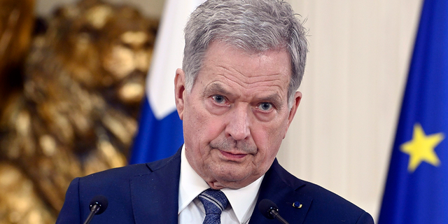 Finland President Sauli Niinisto attends a press conference on Finland's security policy decisions at the Presidential Palace in Helsinki, Finland, May 15, 2022. 