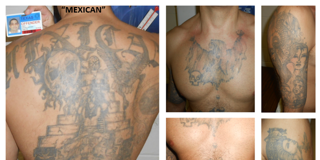 Gonzalo Lopez is heavily tattooed and his ink includes "Aztlan" across his lower back and the word "Gonzo" on his stomach. 