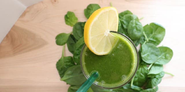 Food blogger Olivia Sokolowska from SaltedButterKitchen.com likes to make her "energizing spinach mango smoothie" in between meals.