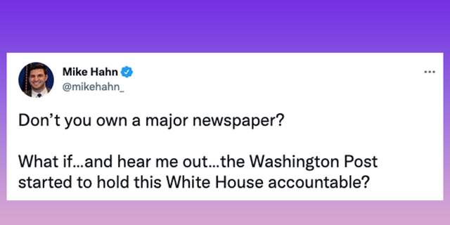 Mike Hahn urges Bezos to get The Washington Post to fact-check Biden if he doesn't like his statements.