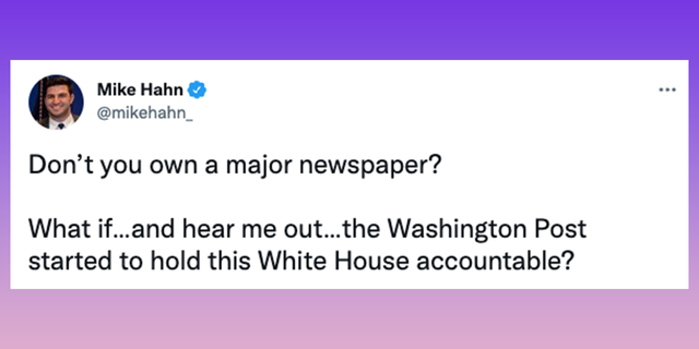 Mike Hahn urges Bezos to get The Washington Post to fact-check Biden if he doesn't like his statements.