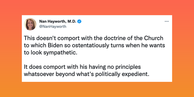 Nan Hayworth slams Biden's defense of abortion.