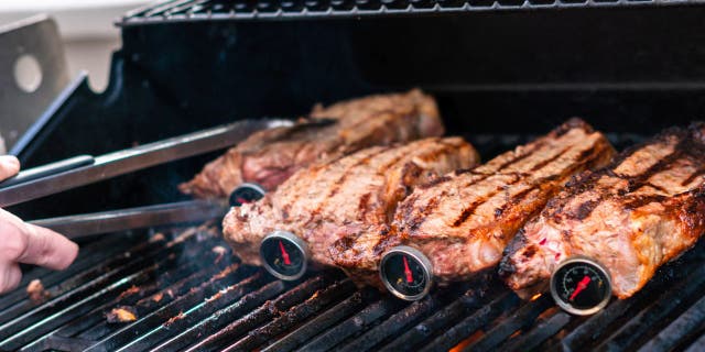 Food thermometers can help measure the internal temperature of meat.