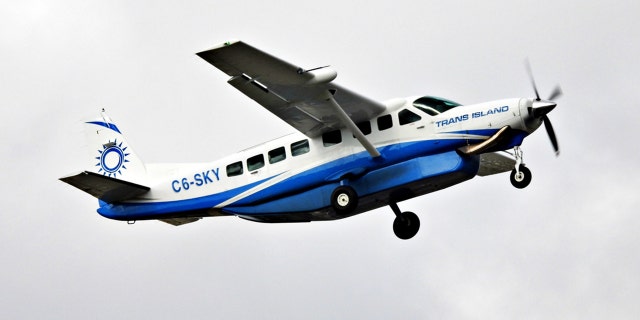 A nine-seater Cessna turboprop aircraft will fly over Boca Raton, Palm Beach County, Florida on December 28, 2021.