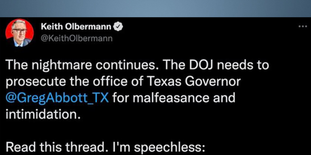 Eski MSNBC sunucusu Keith Olbermann, Teksas Valisi Greg Abbott'a saldıran viral bir Twitter aldatmacasıyla aldatıldı. 