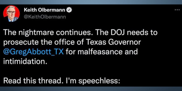 Eski MSNBC sunucusu Keith Olbermann, Teksas Valisi Greg Abbott'a saldıran viral bir Twitter aldatmacasıyla aldatıldı.