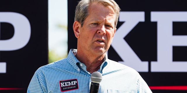 Gov. Brian Kemp speaks at a campaign event May 17, 2022, in Alpharetta, Ga. 