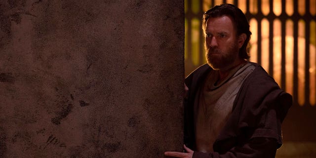 This image released by Disney+ shows Ewan McGregor in a scene from the series "Obi-Wan Kenobi,"premiere May 27.