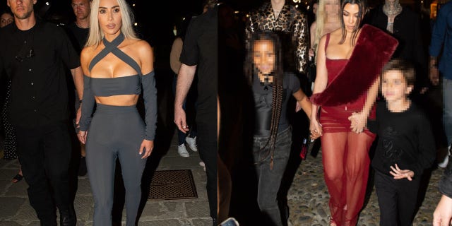 Kim and Kourtney Kardashian in Italy.
