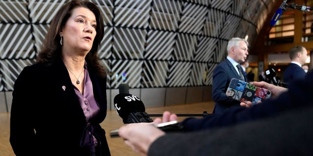 Critical NATO Decisions Regarding Finland and Sweden Expected This Week 3 FILE - Sweden's Foreign Minister Ann Linde, left, and Finland's Foreign Minister Pekka Haavisto, right, speak with the media as the arrive for a meeting of EU foreign ministers at the European Council building in Brussels, Jan. 24, 2022. The question of whether to join NATO is coming to a head in Finland and Sweden, where Russia's invasion of Ukraine has shattered the long-held belief that remaining outside the military alliance was the best way to avoid trouble with their giant neighbor. (AP Photo/Virginia Mayo, File)