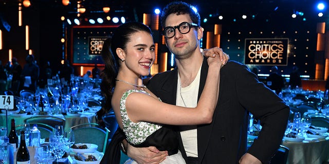 LOS ANGELES, CALIFORNIA - MARCH 13: Margaret Qualley and Jack Antonoff with Champagne Collet &amp;amp; OBC Wines as they celebrate the 27th Annual Critics Choice Awards at Fairmont Century Plaza on March 13, 2022, in Los Angeles, California.