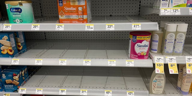These store shelves are nearly empty due to the baby formula shortage in this country this year.